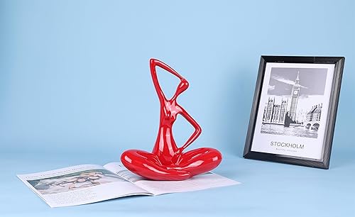 Miniatura 5 de Estatua roja de yoga para dama, estatuas decorativas modernas para mujeres, decoraciones de figuras, decoración de arte moderno para sala de estar,