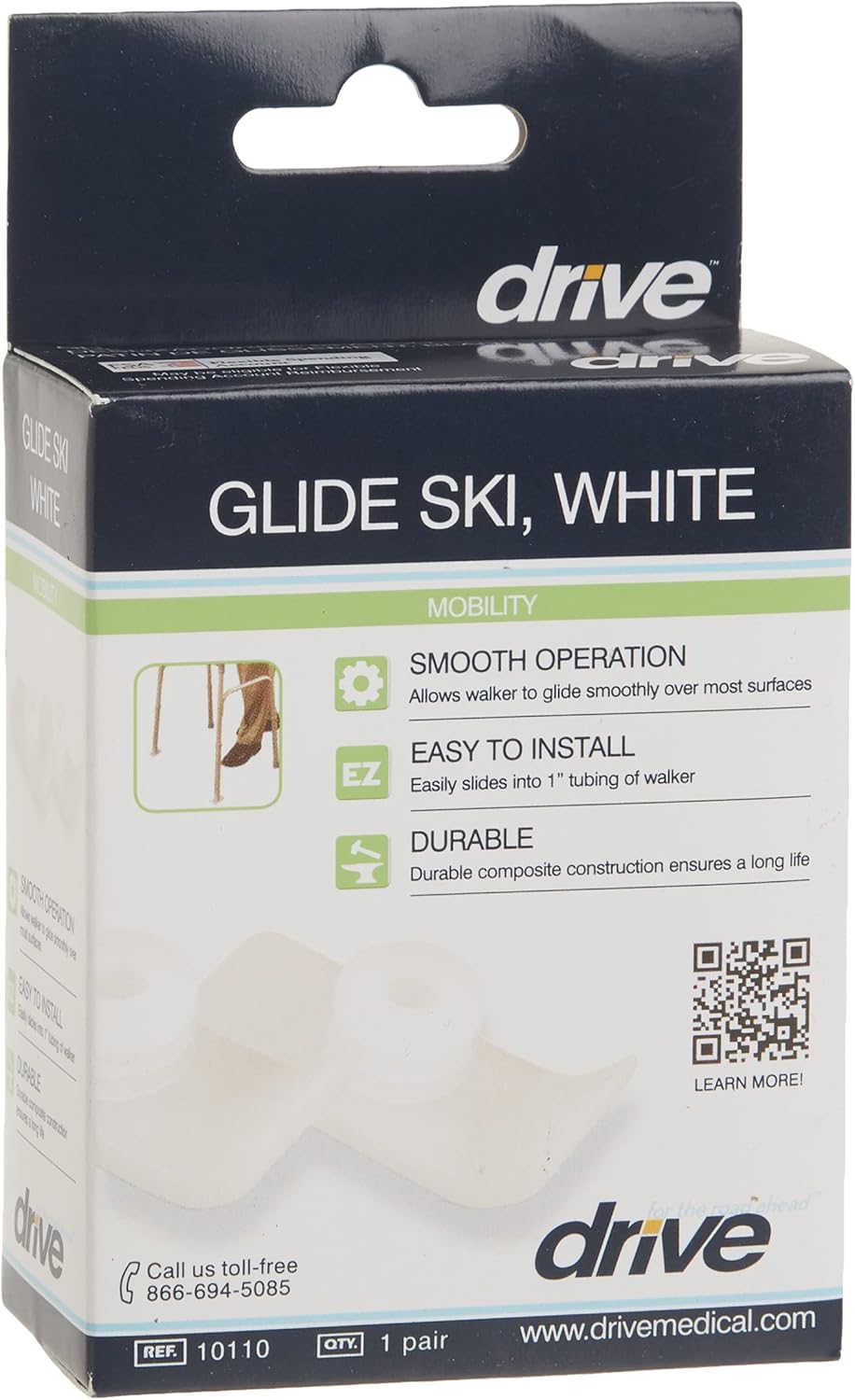 Drive Medical Walker Ski Glides, Black, 1 Pair : Complete Medical: Health & Household