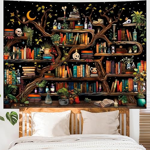 Miniatura 3 de Maccyafst Tapiz de calavera de hongos, tapiz de fantasía, selva, bosque, árboles, tapiz hippie, tapiz de pared de cascada de neón, plantas