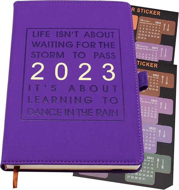 2023 A5 Diary Planner ,2023 diary day a page, Weekly&Monthly Planner with Monthly tab, Jan-Dec 2023 with Pen Holder, 320Page (PURPLE 2023)