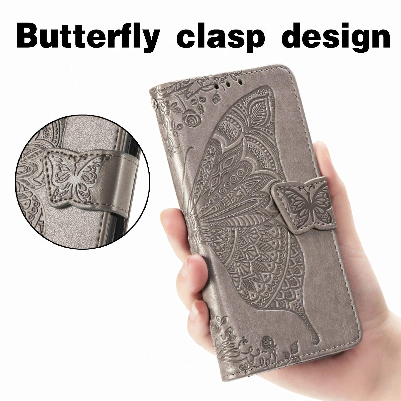 Custodia Portafoglio In Pelle Farfalla Cover con Supporto per Huawei Honor X7 Viola