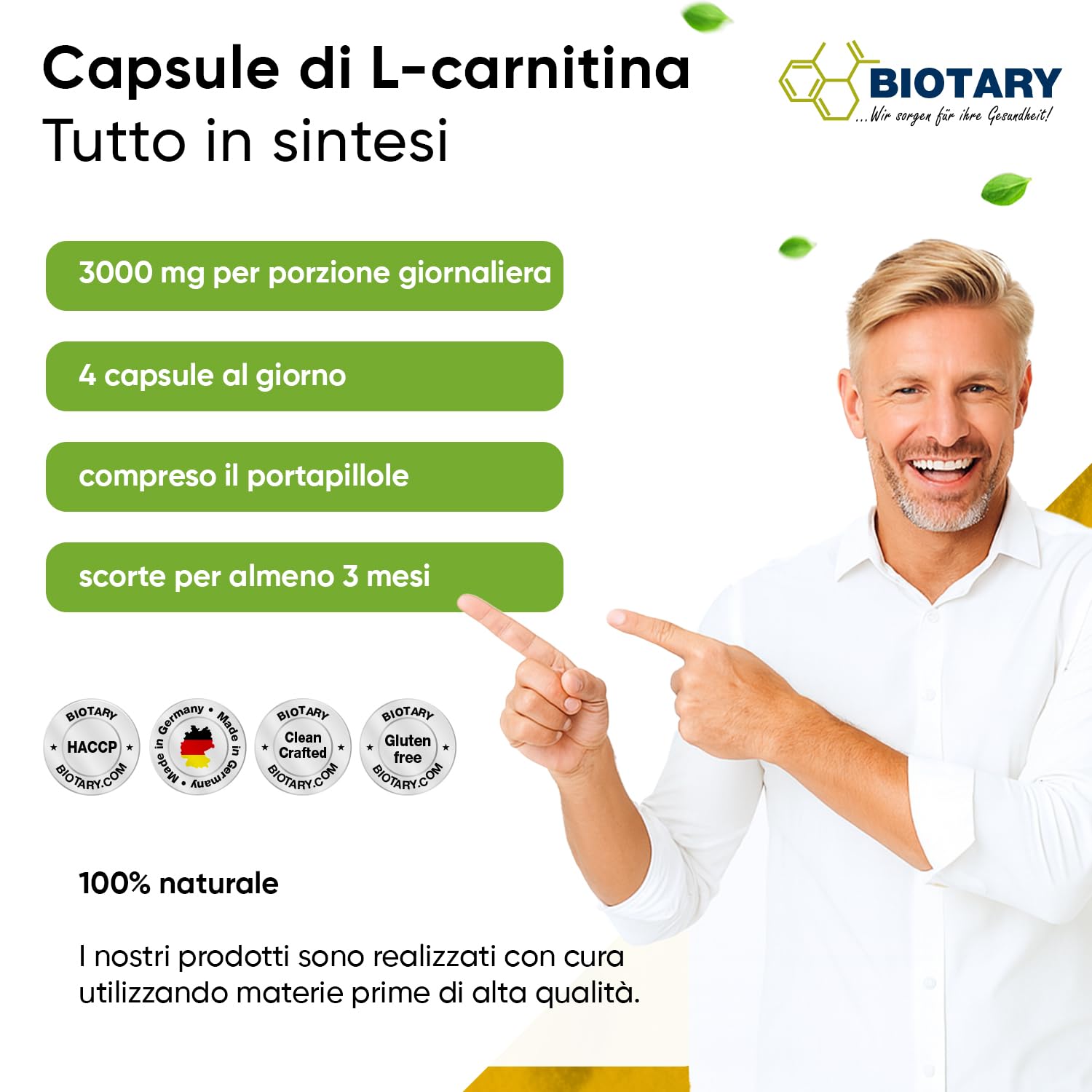 L-Carnitina 320 capsule 3000 mg a dose giornaliera scorta per 3 mesi portapillole incluso capsule ad alto dosaggio di L-carnitina 100% vegano testato in laboratorio