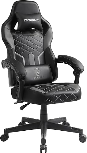 Miniatura 9 de Dowinx Silla de juegos con cojín de resorte de bolsillo, silla ergonómica de computadora con respaldo alto, silla reclinable de juego de masaje de