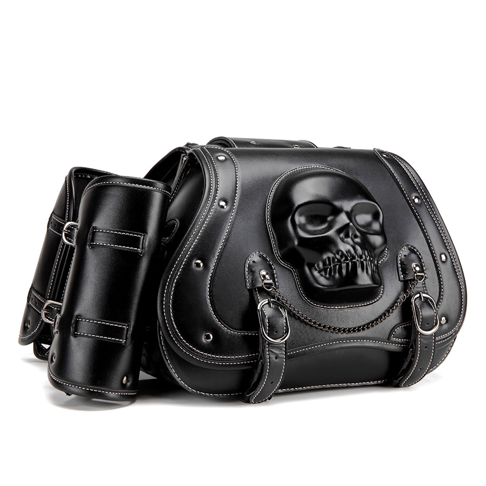 Borse laterali impermeabili del motociclo del cuoio dell'unità di elaborazione di grande capacità borse laterali eleganti del cranio disegni borsa di stoccaggio dello strumento per
