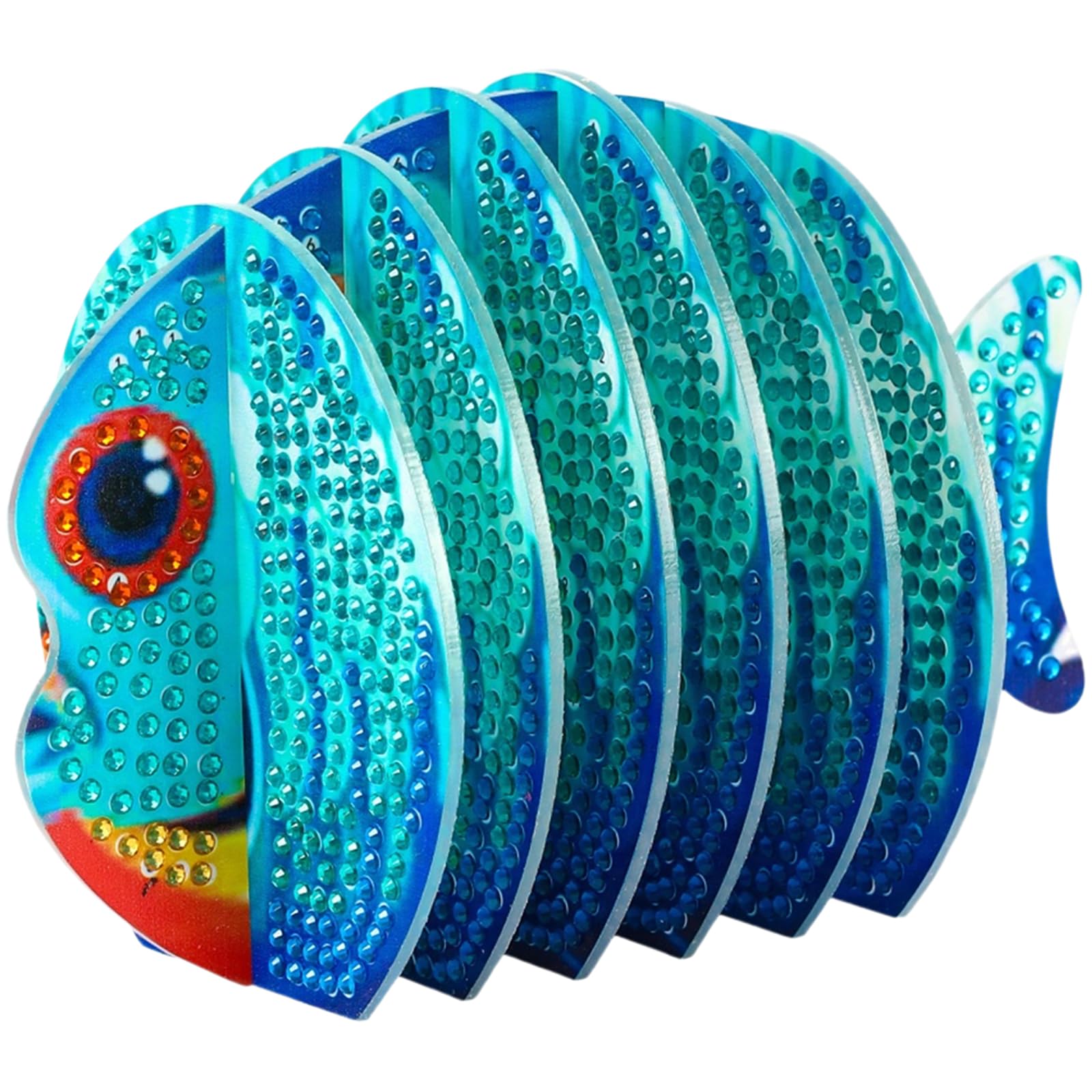 7pcs 5D DIY Diamond Art Painting Coaster Set with Holder, DIY Animal Diamond Crafts Coasters for Adults, Handmade Home Desk Decor & Practical Gift for Adults Beginners(Fish)