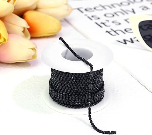 Miniatura 2 de 1 rollo de cadena de diamantes de imitación de 10 yardas, rollo de cadena cerrada de diamantes de imitación de cristal de 0.079 pulgadas, ribete de