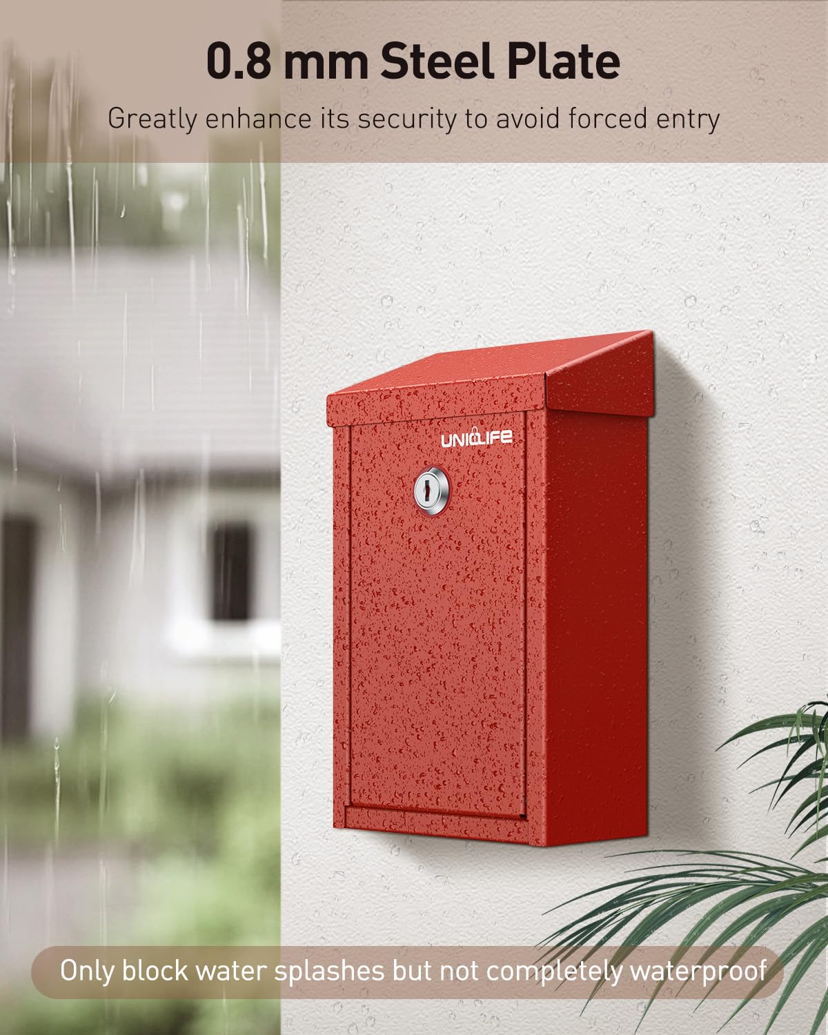 Uniclife Key Drop Box for Outside Red Metal Donation Box Collection Box with Key Lock, Safe Suggestion Box - Image 3