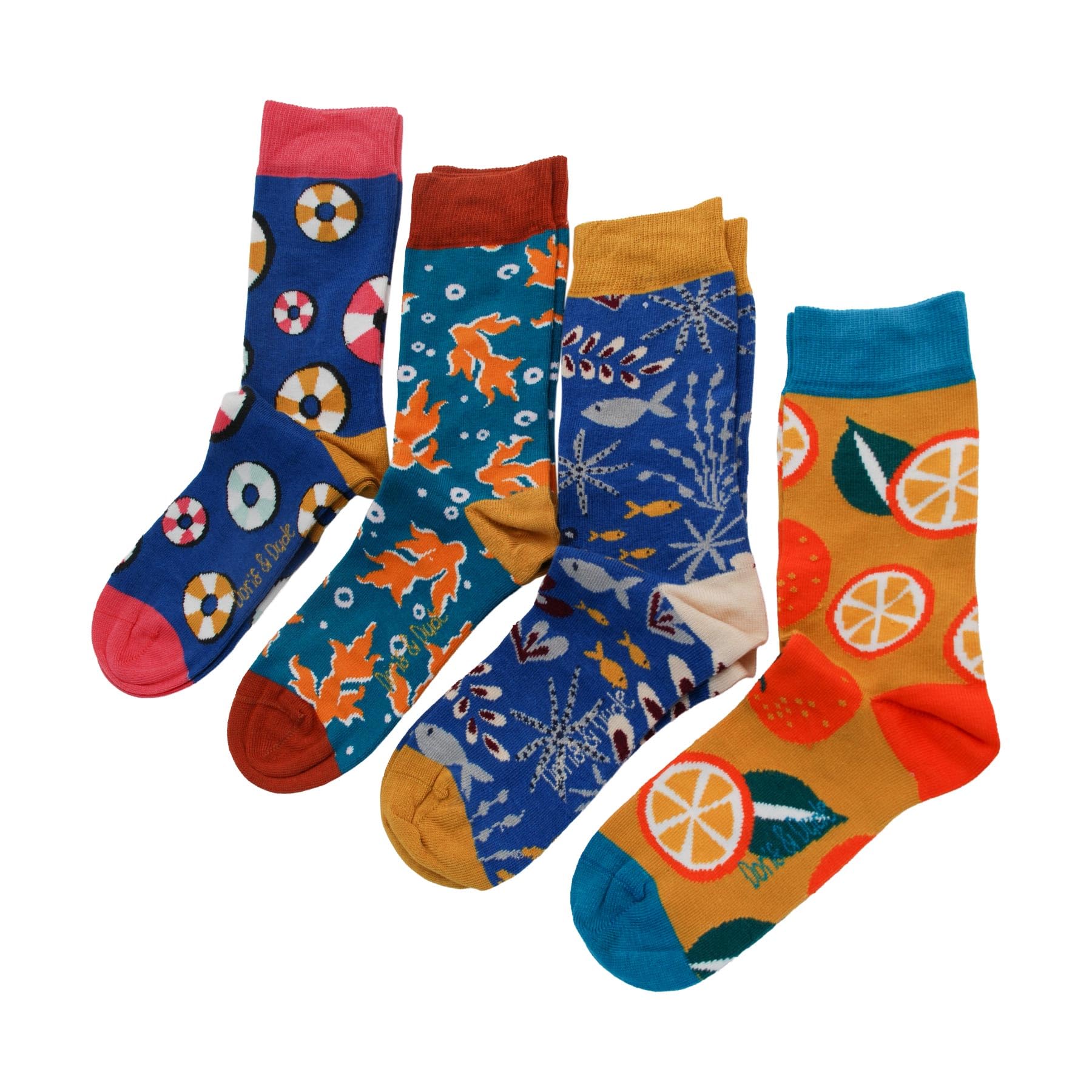 Doris & Dude Damen-Socken aus Bambus, Bio-Socken, 4 Paar, Geschenkbox, Größe M 3–7, kräftig, bunt, weich, langlebig, nachhaltig, glatte Zehen, atmungsaktiv