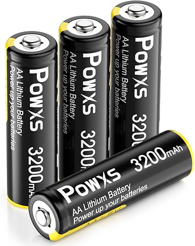 POWXS Baterías de litio AA, paquete de 4 baterías dobles A de hierro de litio de 1.5 V, 3200 mAh, gran capacidad para cámara Blink, timbre de video,