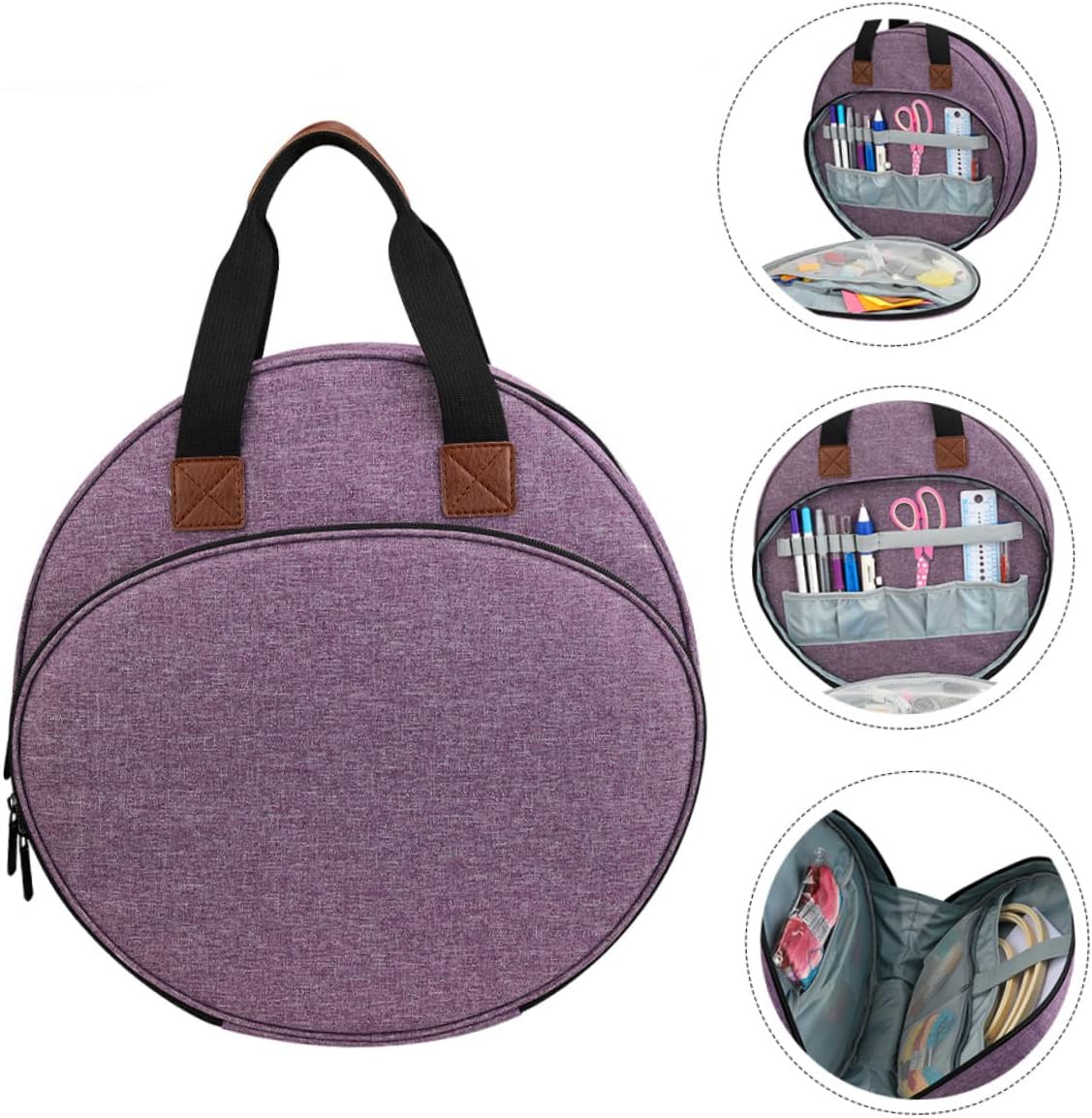 OHPHCALL 1 PC Multifunctional Embroidery Project Tote Bag Large Opening Craft Tool Storage Carrier with Handle for Easy Travel for Cross Stitch and Embroidery Supplies