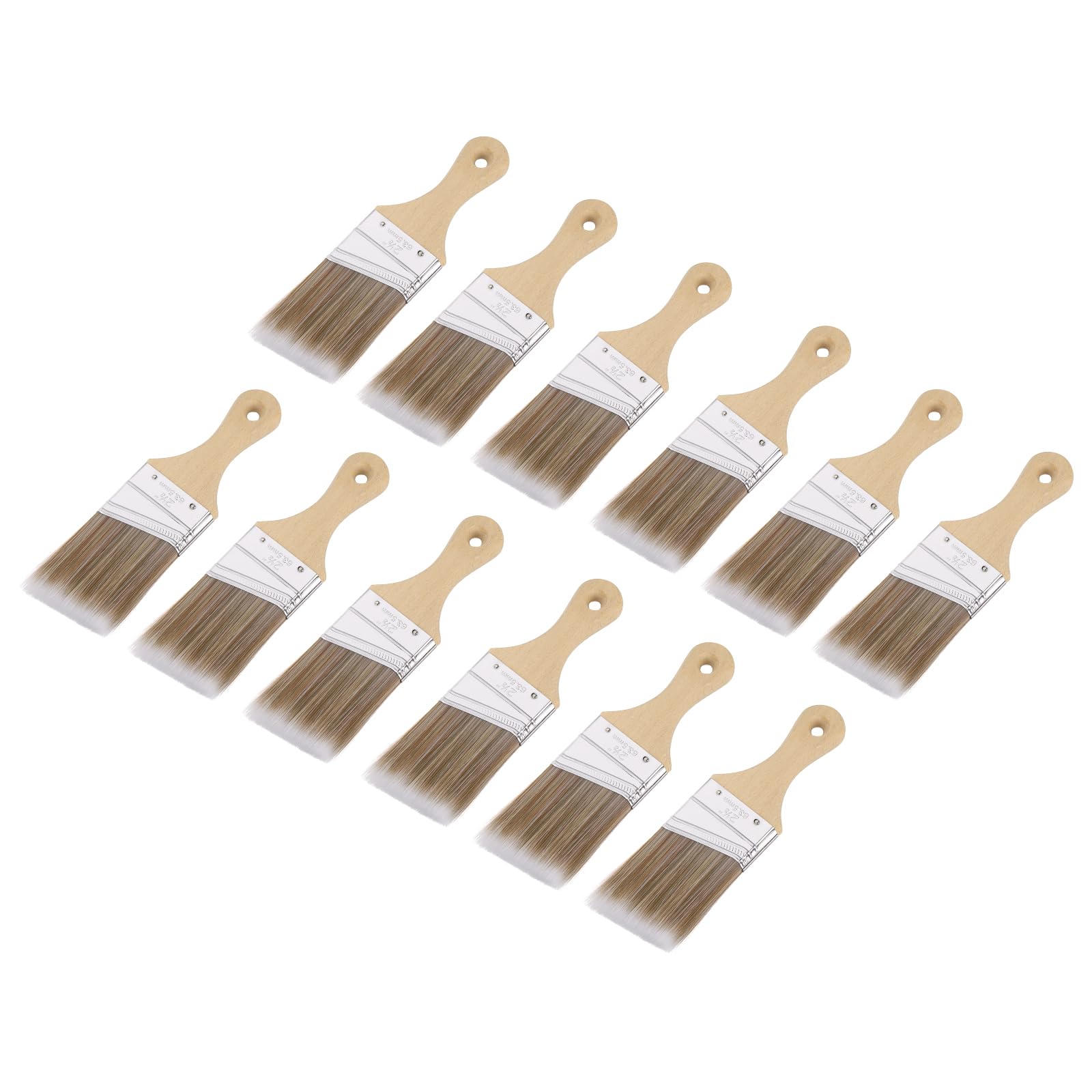 QUARKZMAN 12 Pz Pennelli Da Pittura 3" 8.7" Lunghezza Angolo Setole Sintetiche PET Con Manico In Legno Senza Scheggiatura Strumento Per Pittura A Latex E Vernici Ad Olio Colore Grigio