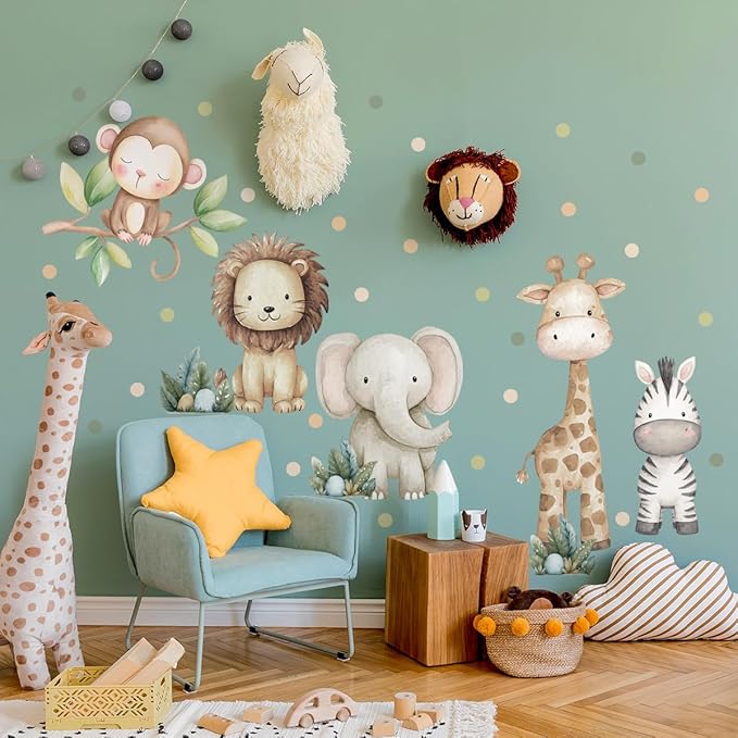 Vinilo Decorativo Safari Animales para Pared Infantil miniatura 4