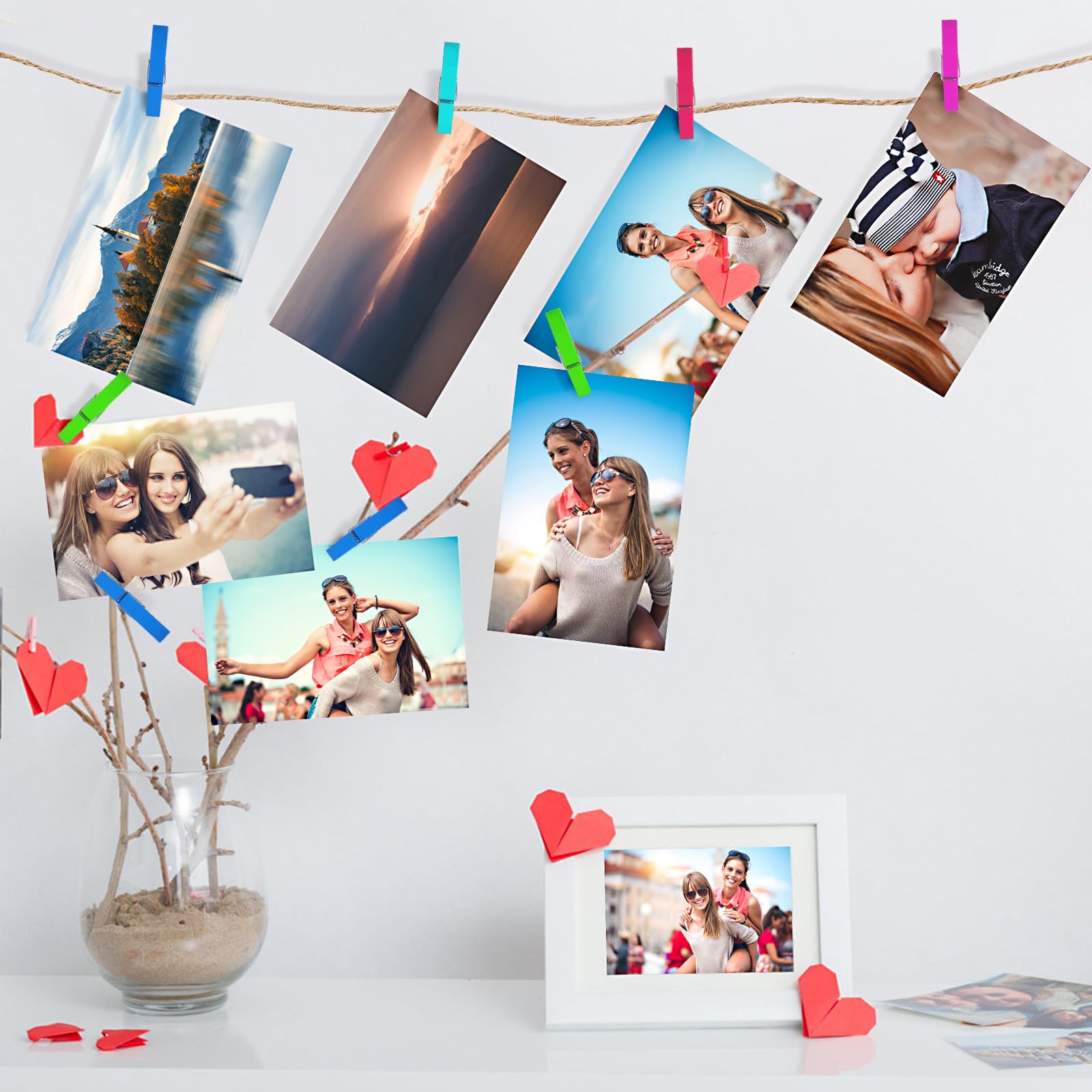 100 Pezzi Mollette in Legno Colorate Multiuso per Foto e Sciarpe in Seta, Clip Resistenti per Progetti Creativi e Decorazione Casa