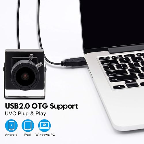 Miniatura 30 de SVPRO Cámara web USB 1080P con lente ojo de pez 180, cámara de poca luz de 2MP con sensor Sony IMX323, carcasa de aluminio, H.264 Lente ojo de pez