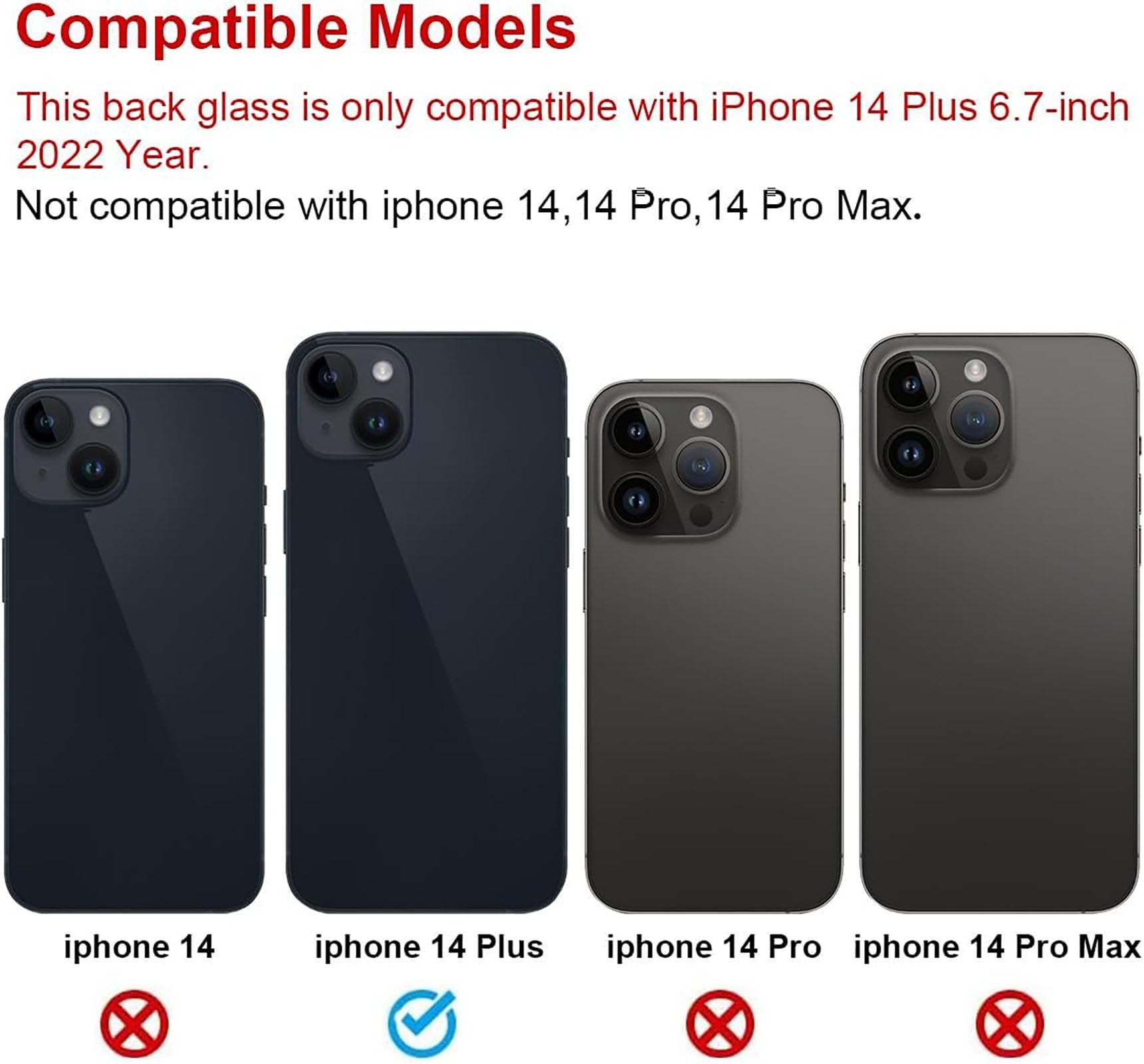 SCOCCA POSTERIORE TELAIO COMPATIBILE PER IPHONE 14 PLUS - BACK COVER VETRO NERO BIANCO ROSSO (Nero/Black - Foto 9
