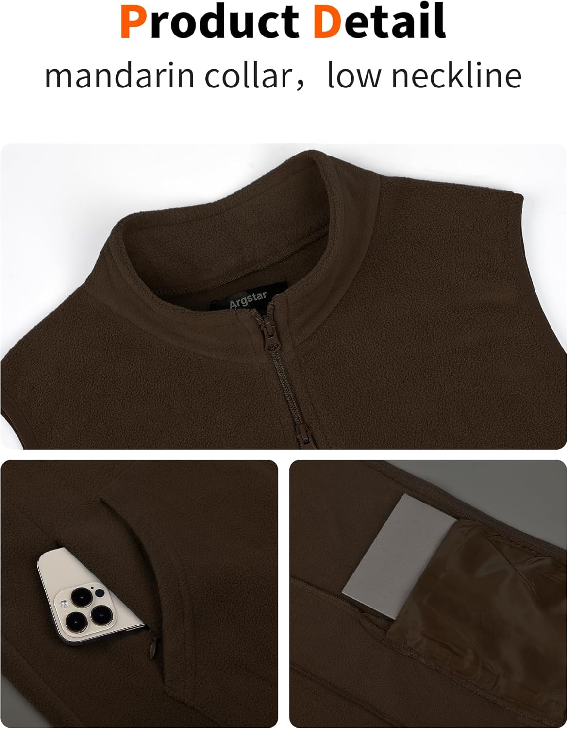 Argstar Polar Fleece Vest Men, Warm & Lightweight Casual Outdoor Full-Zip Vest with Pockets (S-2XL) - Image 7