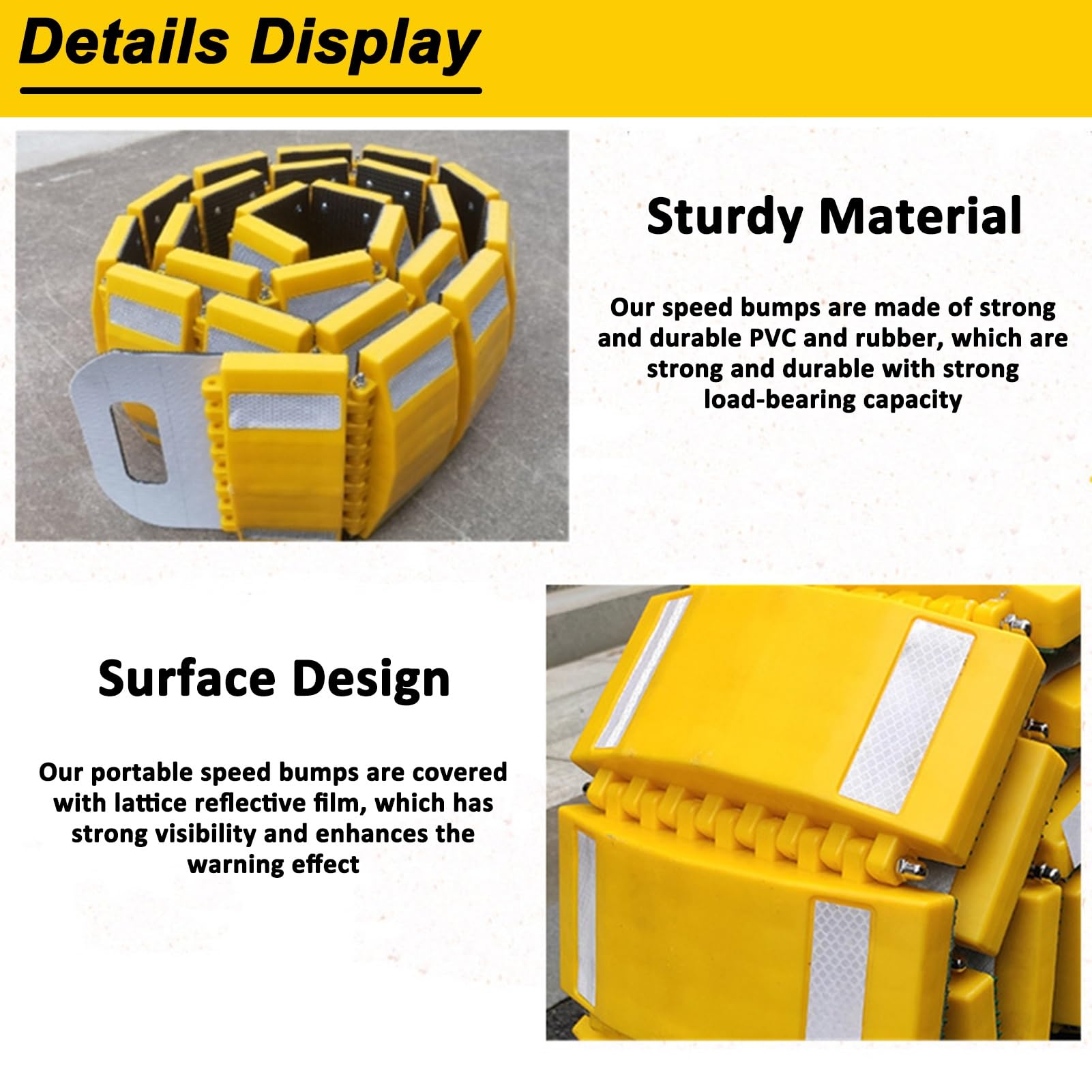 Heavy Duty riflettente Speed Bump per vialetto, asfalto, cemento, ghiaia – gobba di velocità del traffico portatile per strada, garage, parcheggio