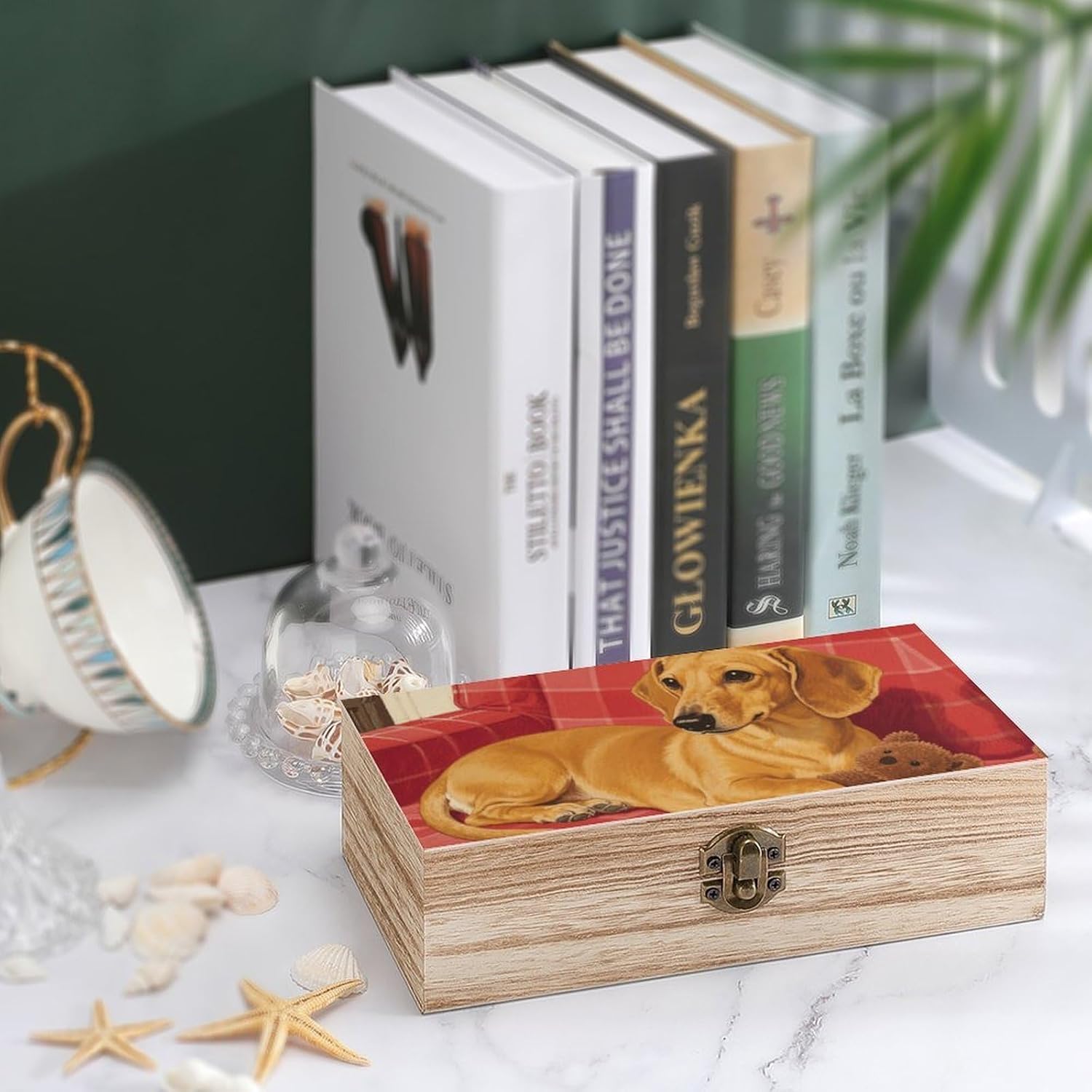 Wooden Storage Box with Hinged Lid Gift Box Decorative Wood Keepsake Box image 4