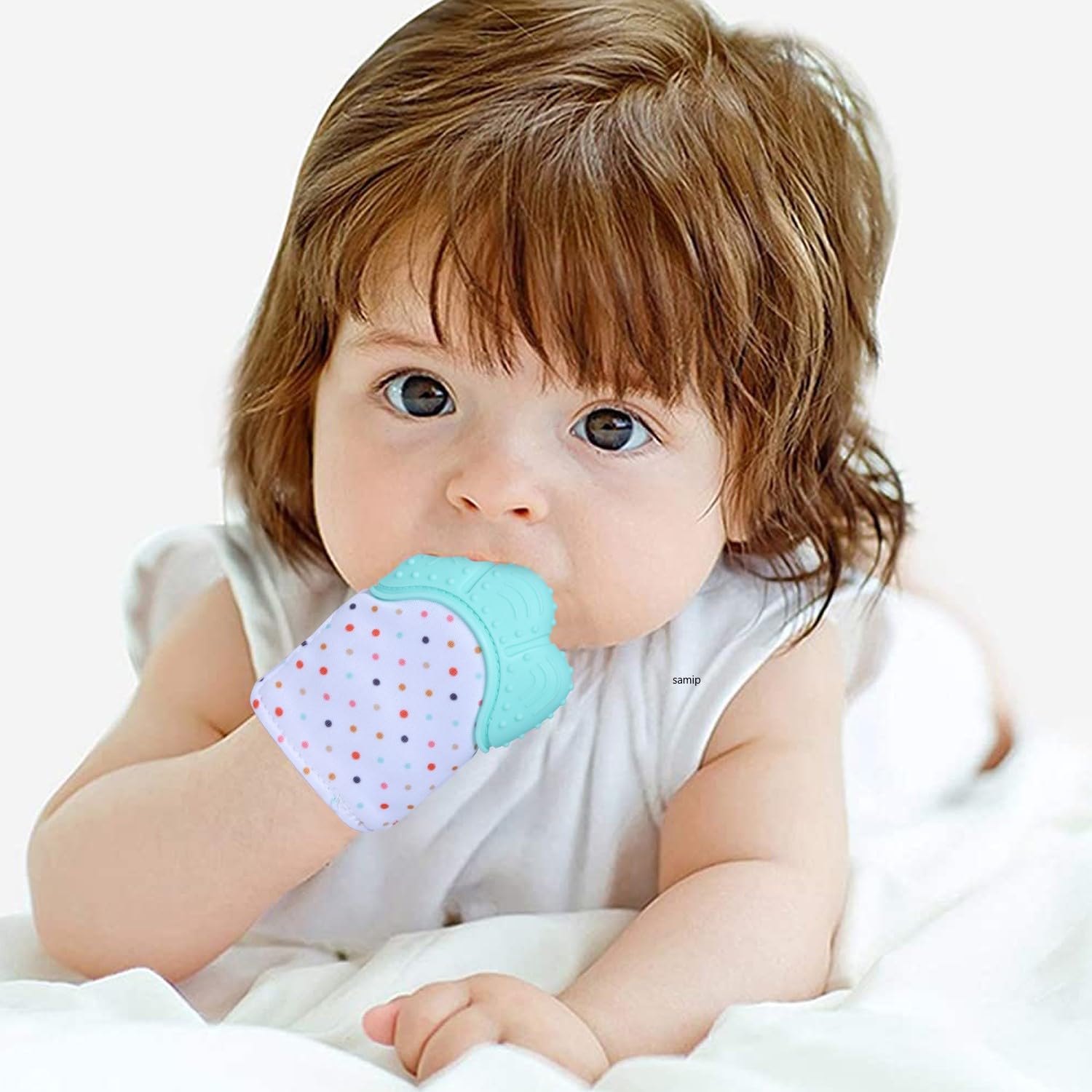 Samip Infant Teething Gloves Baby Teether Hand Gloves Teething Mitten For Babies Silicone Teether Bpa Free Protection Glove For Babies Of 3-12 Months(Multicolor)