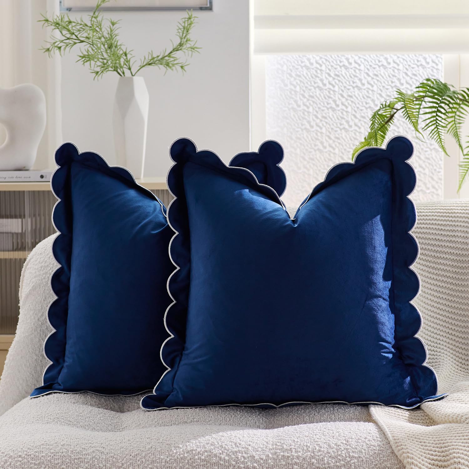 Housse de coussin chambre à coucher bleu velours déco salon
