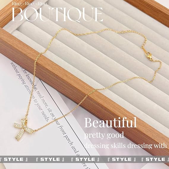 Gold Bow Necklace, Luxury Niche Design, Sparkling Diamond Minimalist, Alloy Material, Female, Adult, Casual, Fashion Jewelry
