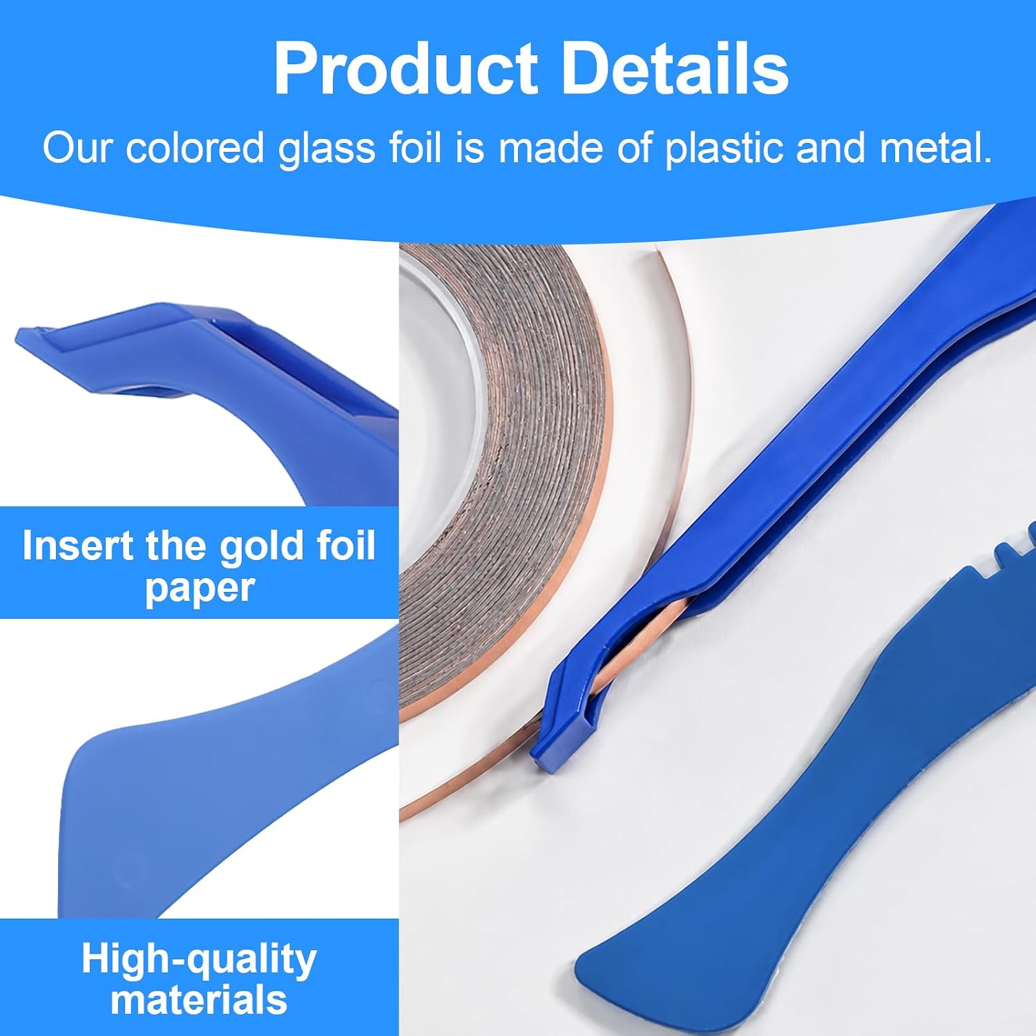 2pcs Copper Foil Hand Foiler for Stained Glass,Stained Glass Foiler,Table Foiler for Stained Glass,Stained Glass Tools,Stained Glass Supplies,Precision Crafting Tool for Stained Glass Art (7/32 Inch)