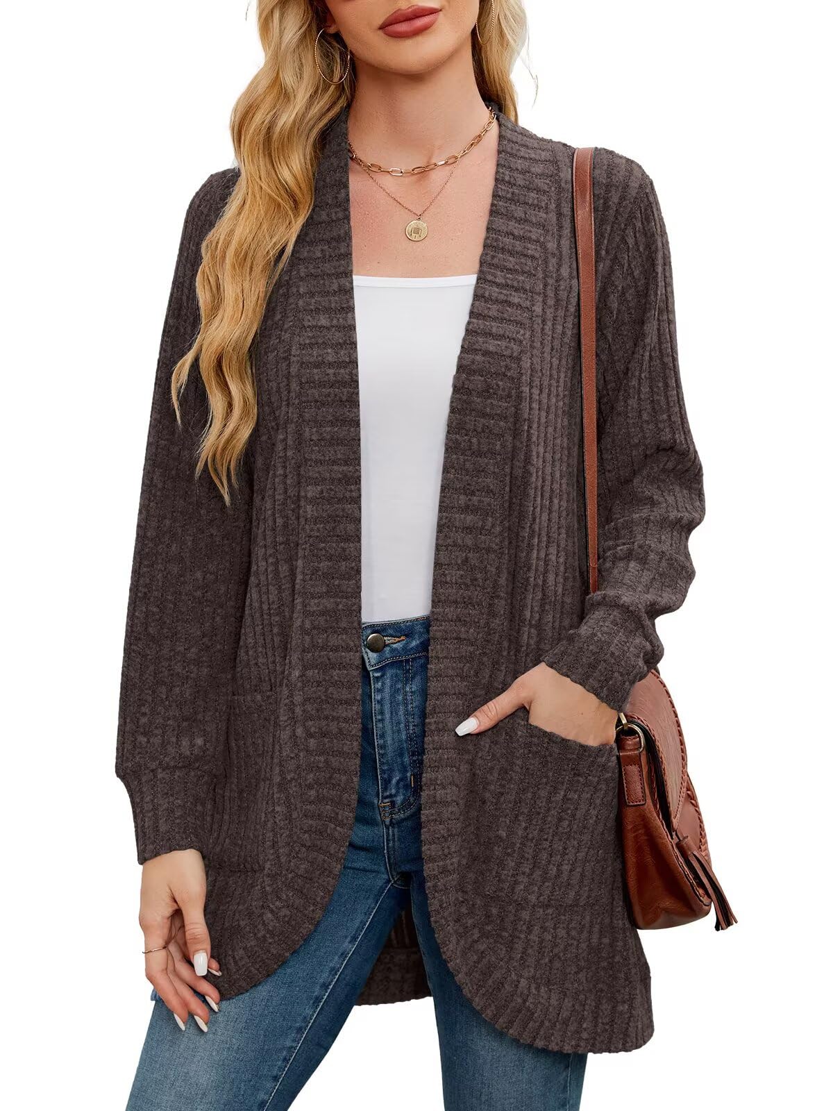 BELAROI Womens Plus Size Cardigan Long Sleeve Lightweight Casual Open Front Knit Sweater Outwear Coats Fall Outfits