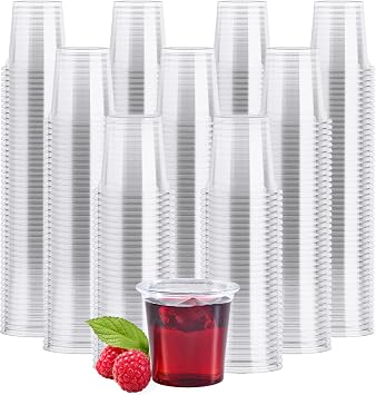JOLLY CHEF 1000 Pack Plastic Shot Glasses 1 oz Clear Disposable Jelly Cups