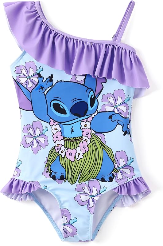 Disney Stitch Frozen Marvel Minnie Mouse Niñas Trajes de baño con volantes de una pieza trajes de baño UPF 50 traje de baño de secado rápido tamaño 2-13Y