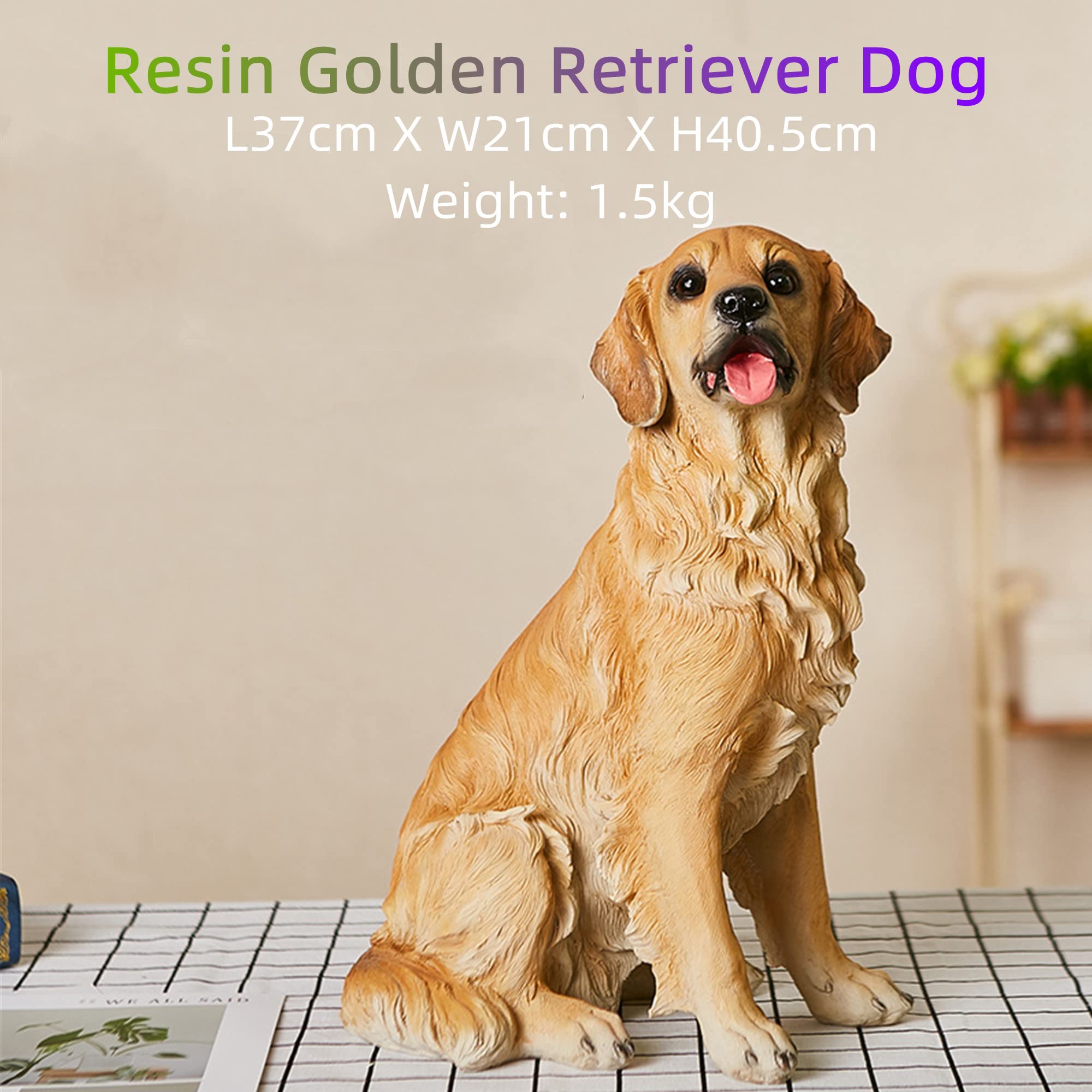 Figurka psa ozdoba ogrodowa - duża rzeźba Golden Retriever na patio, balkon, dekoracja trawnika