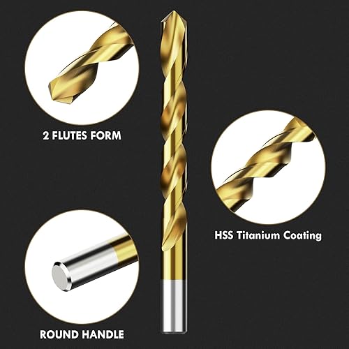 Miniatura 3 de Juego de 230 brocas de titanio, kits de brocas HSS de punta de 135 grados, tamaños de 364 a 12 pulgadas para perforar metal suave, aluminio, cobre,