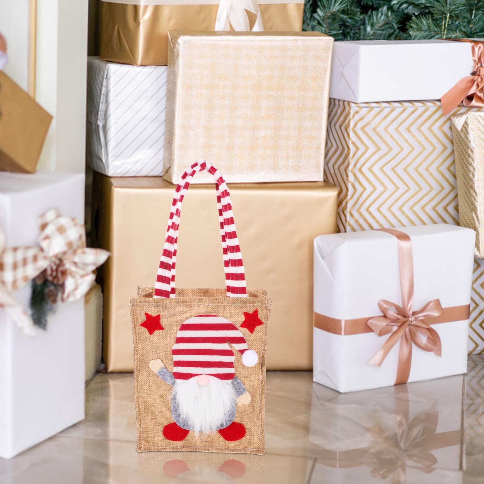 Didiseaon Christmas Bag Christmas Goodie Bag Christmas Treat Container Burlap Tote Bags Elf Treat Bag Christmas Pouches Xmas Pouch Vintage Cloth Shopping Merry Christmas