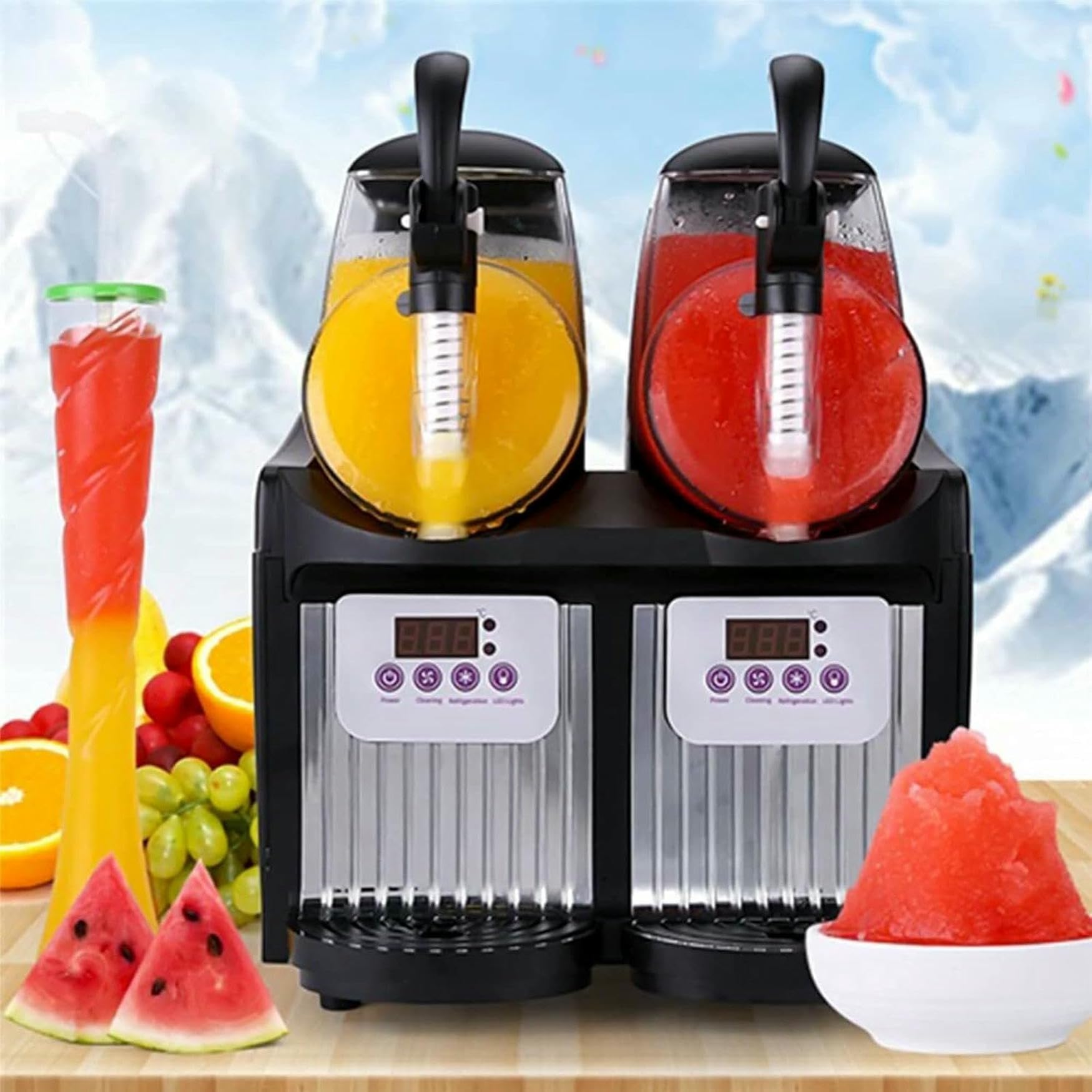 Máquina Comercial para granizados de Hielo, granizadora de Bebidas congeladas con 2 Tanques, máquina para Preparar Bebidas, licuadora de Batidos para cafeterías, restaurantes y Bares.