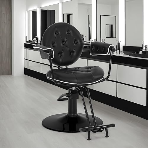 Miniatura 2 de BarberPub Silla de peluquería para estilista, silla de peluquería hidráulica, peluquería y salón en casa 8435 (negro)