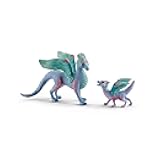 Bayala - 2 PC Flower Dragon and Baby Toy Set for Girls and Boys - Durable Fantasy Fairy Animal Figurines - Cute Pink and Blue Dragon Figures - Fun Wyvern Playset for Kids Ages 5+ - 70592
