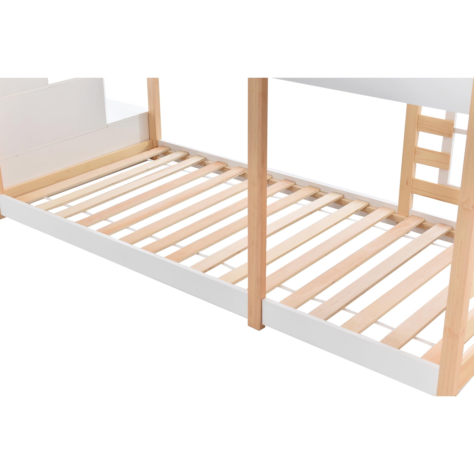 Letto a castello (90 x 200 cm) con finestra e scale, senza materasso