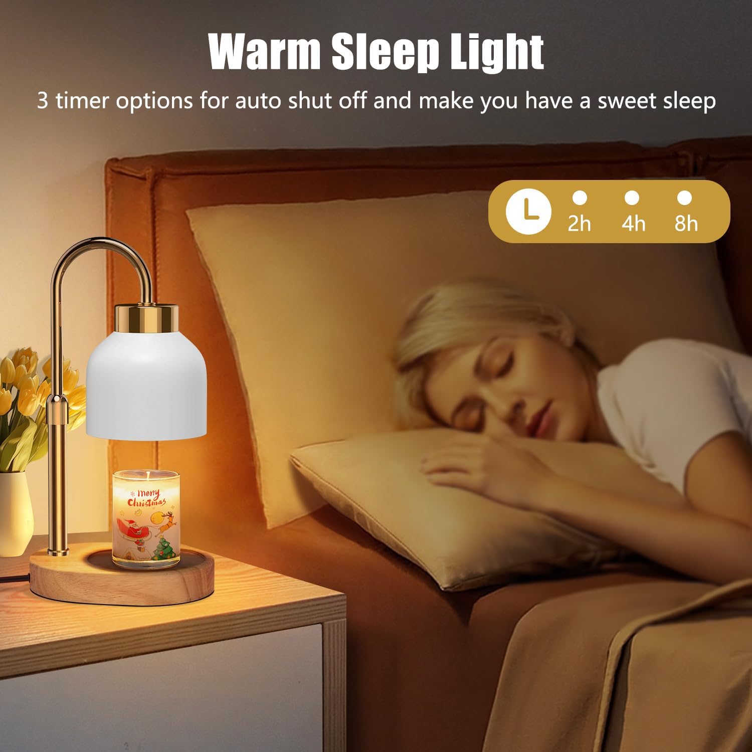 Loowoko Lampada Scalda Candela Lampada Aroma Diffusore Elettrica con Timer e Dimmer Scaldacandela Vintage con 2 Lampadine