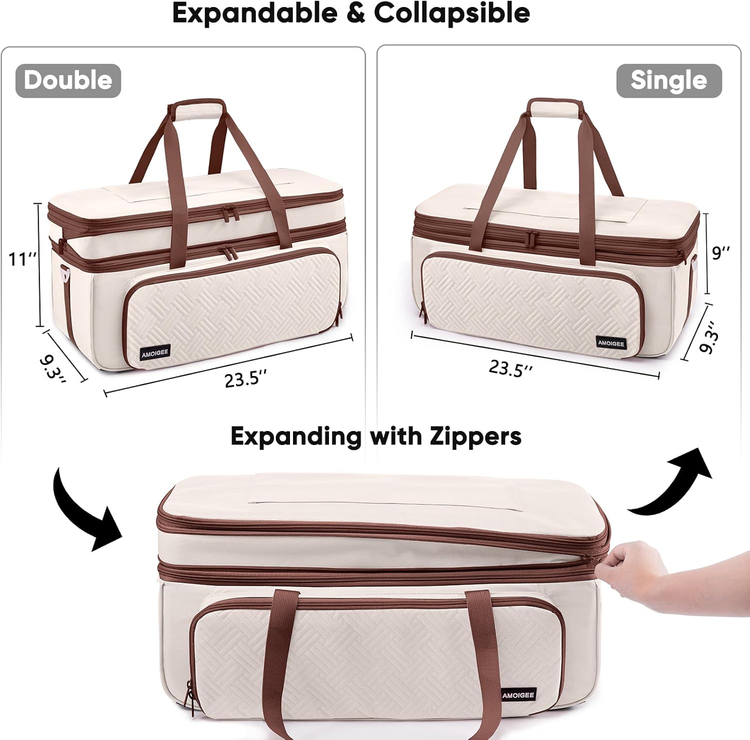 AMOIGEE Double-Layer Carrying Case Compatible with Cricut Maker 4, Explore 4, Maker 3, Explore Air, Silhouette Cameo – Sturdy Storage Bag with Pockets for Cricut Accessories, Vinyl, Tools & Supplies