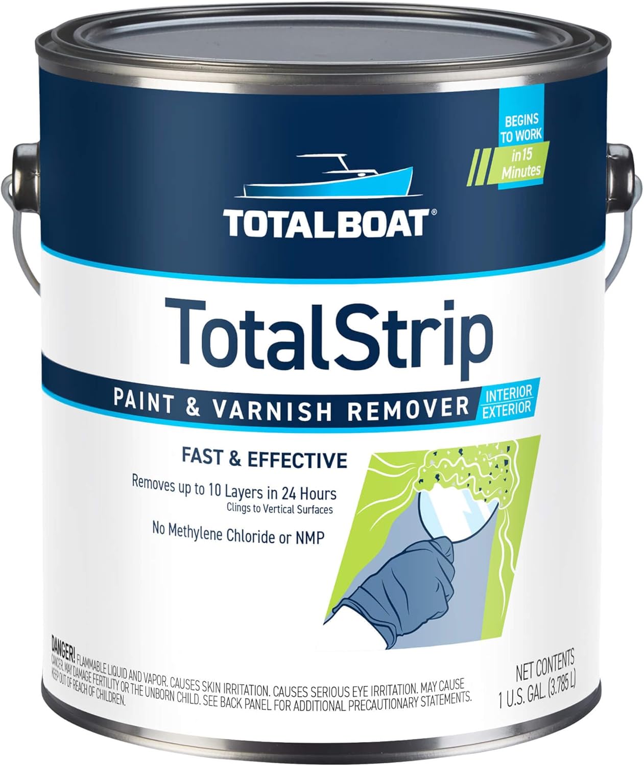 TotalBoat TotalStrip Fast-Acting Heavy Duty Gel Paint and Varnish Remover - No Methylene Chloride or NMP (1 Gallon)