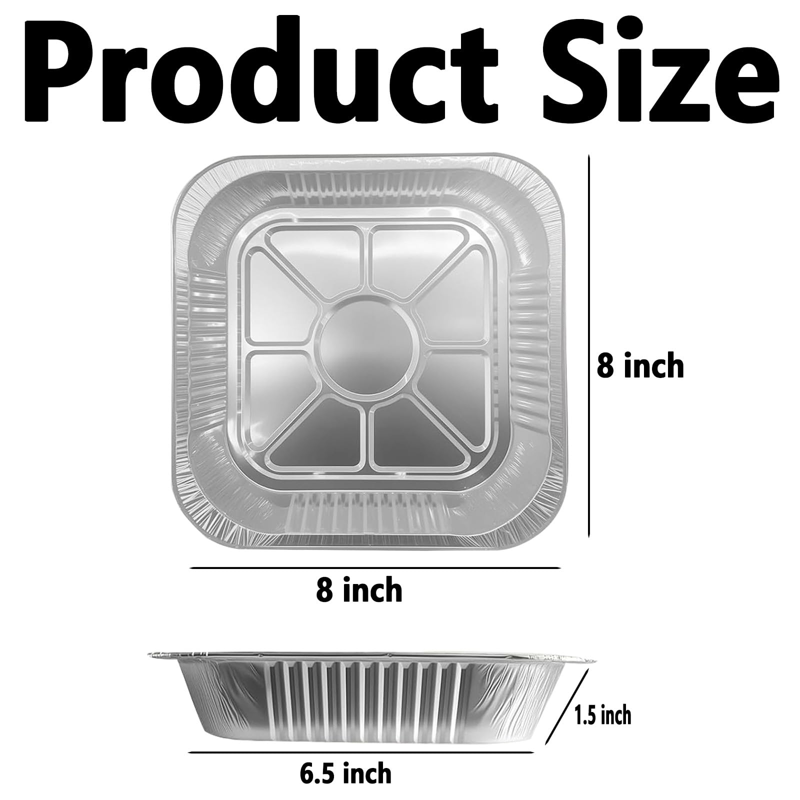 Paquete de 20 sartenes de aluminio de 8 x 8 pulgadas con tapas de plástico transparente de 8 pulgadas, moldes cuadrados desechables con tapas, bandejas de aluminio para asar para llevar, horno