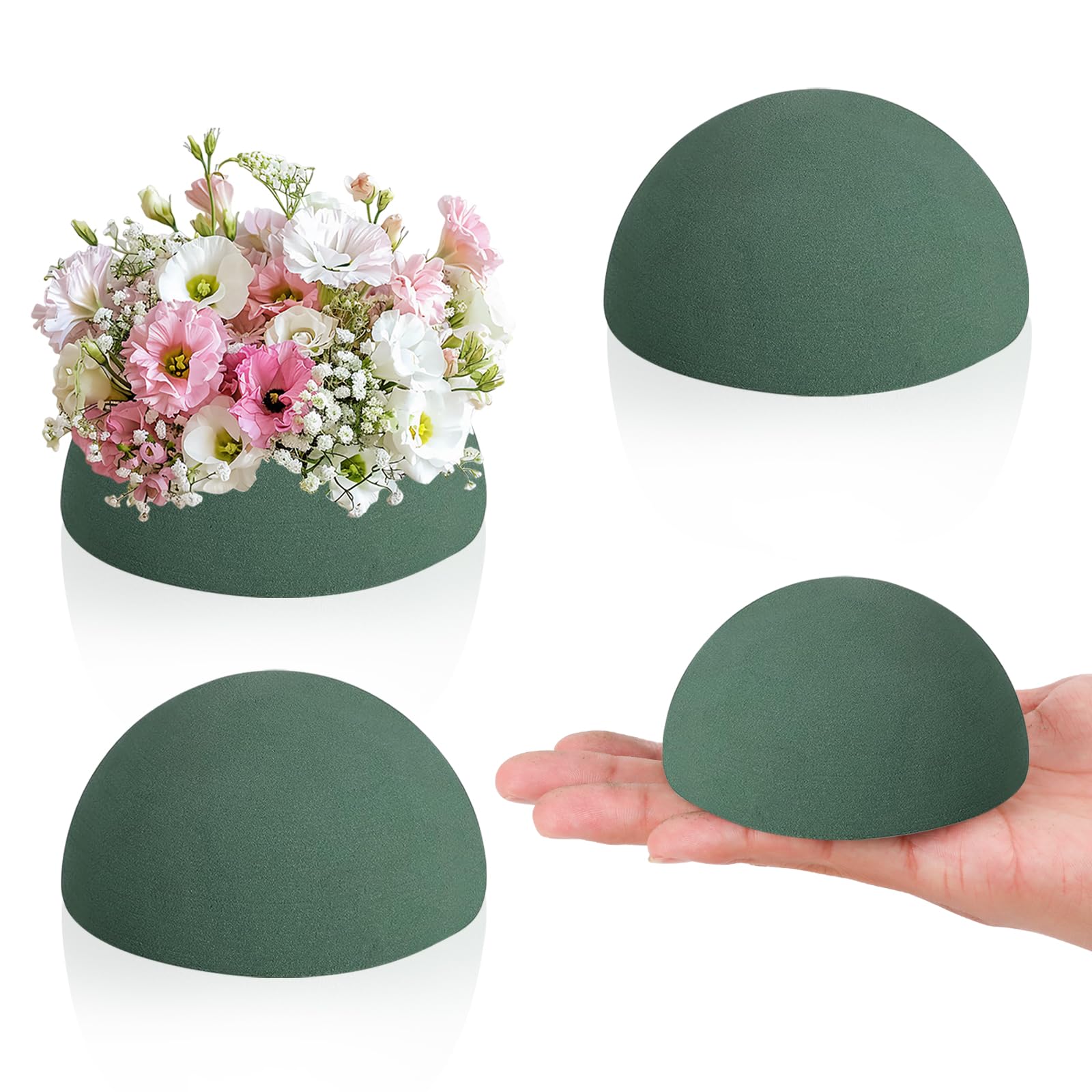 STEFORD 4 PCS Half Ball Floral Foam, Round Floral Dry Foam Blocks Green Flower Styrofoam for Fresh and Artificial Flower Arrangements (3.5 X 1.8 Inches)-image-19