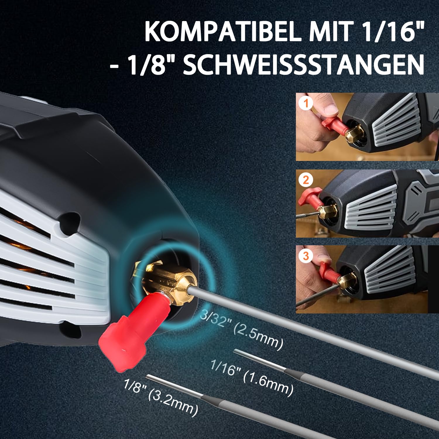VOBOR Elektroden Schweißgerät, 200A Tragbares Handschweißgerät ARC mit IGBT Inverter, 220V Lichtbogenschweißgeräte für 1,6-3,2 mm Drahtstangen, Mini Schweissgerät