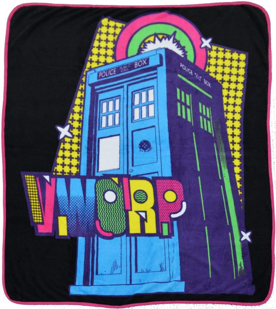Doctor Who Blanket Tardis Pop Art Micro Raschel Afghan Throw Blanket 50"x 60"