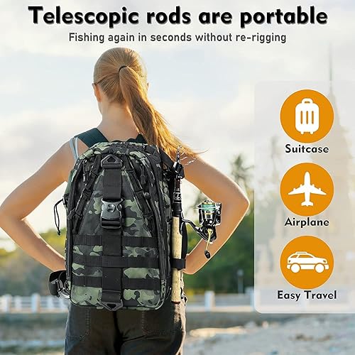 Miniatura 6 de XPEDITE Cañas de pescar telescópicas portátiles, espacios en blanco de carbono 24T y punta de carbono sólido, mango de corcho, caña de viaje,