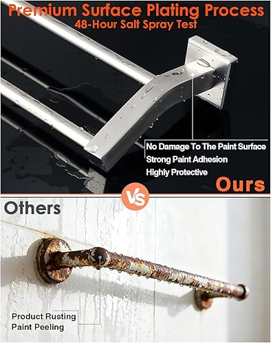 Miniatura 8 de Alise Toalleros dobles de baño, toalleros para baño, soporte para toallas de montaje en pared, resistente SUS304, toallero de acero inoxidable,