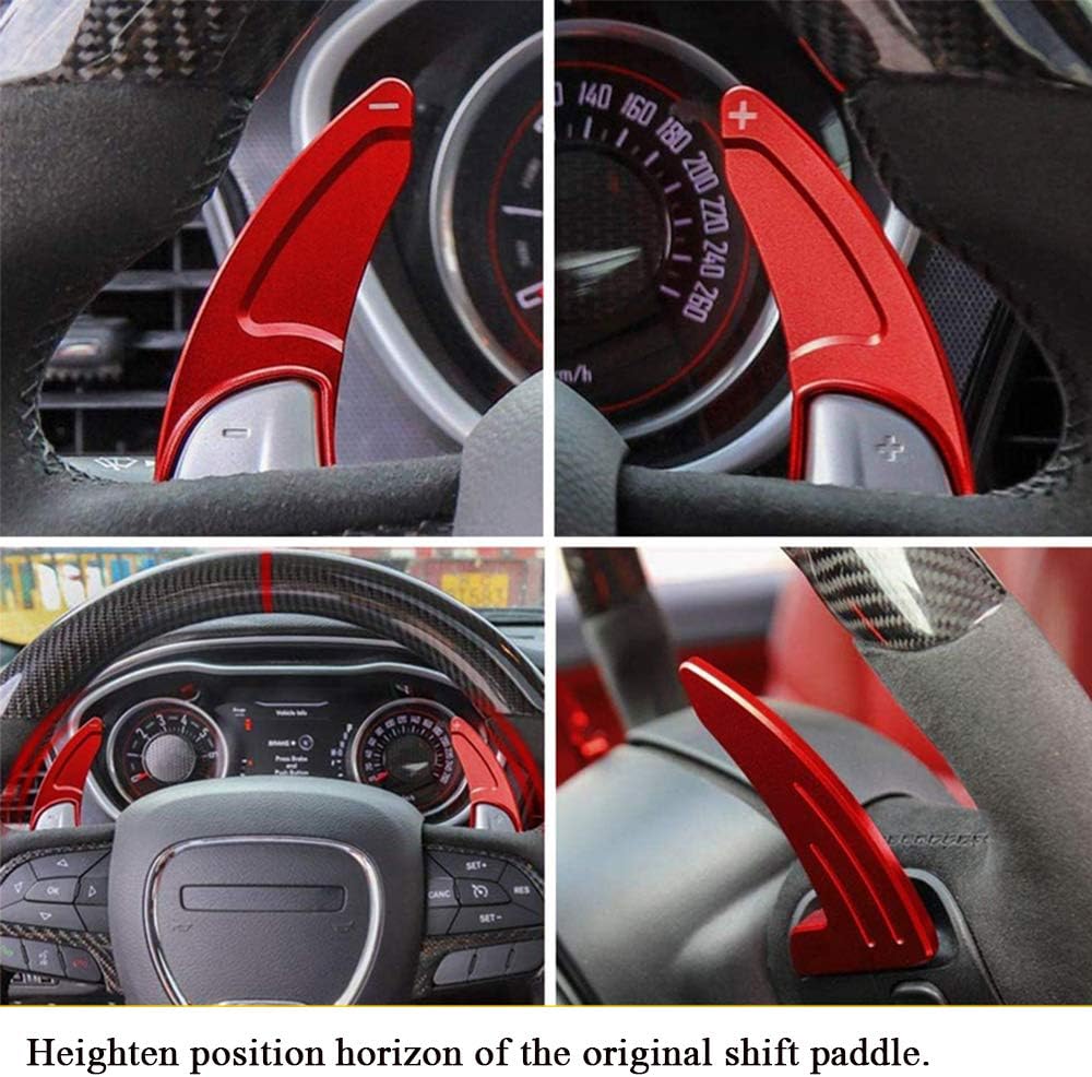 XITER Aluminum Steering Wheel Paddle Shifter Extensions Covers For Dodge Challenger Charger 2015-2023,Durango RT & Scat Pack 2015-2020,Chrysler 300 2013-2022,Jeep Grand Cherokee 2014-2021 (RED)