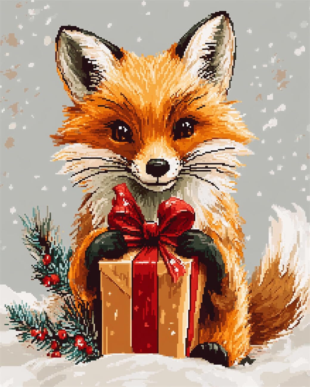 AxiangziK DIY Embroidery Kit Fox and Gift 11CT 50x70cm