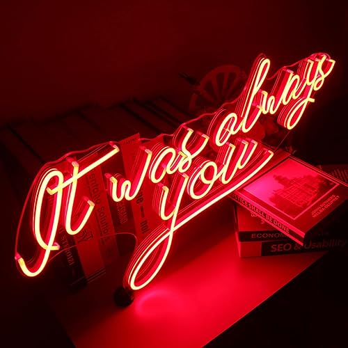 Miniatura 7 de Letreros de luz LED de neón con texto en inglés «It was Always You» para cerveza, bar, club, dormitorio, oficina, hotel, pub, cafetería, boda