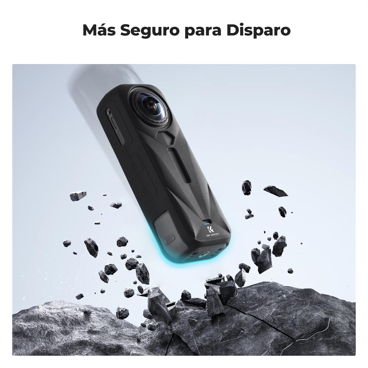 K&F Concept Funda de Silicona Negra para Insta360 X5, Funda Protectora Suave con Tapa para Lente, Batería Abierta, Protección Total para Cámara de Acción Accesorios