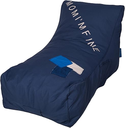 Lucky Tree Tumbonas Lazy Sofá, puf, esponja, con bolsillo lateral, cómodo y especial, azul marino